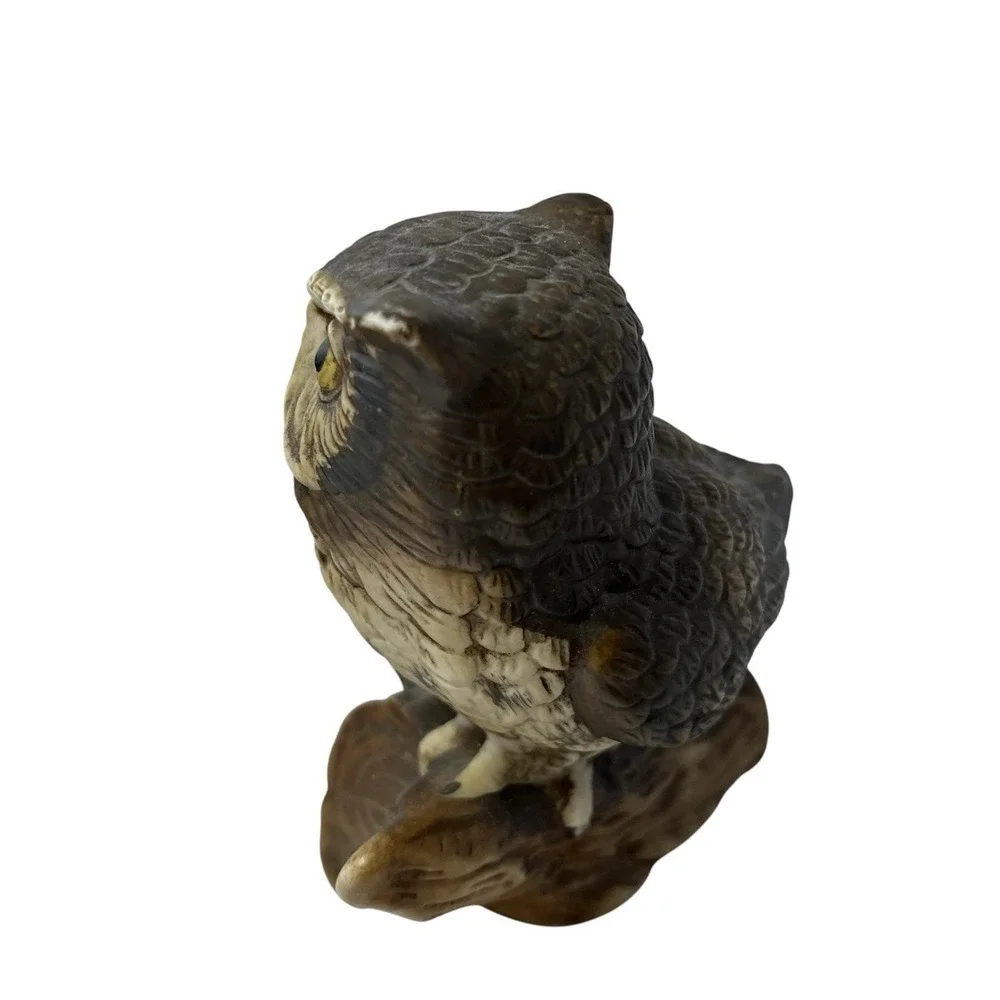 Vintage Homco Porcelain Owl On A Branch Figurines  5 X 4 Inches Set‎ Of 2